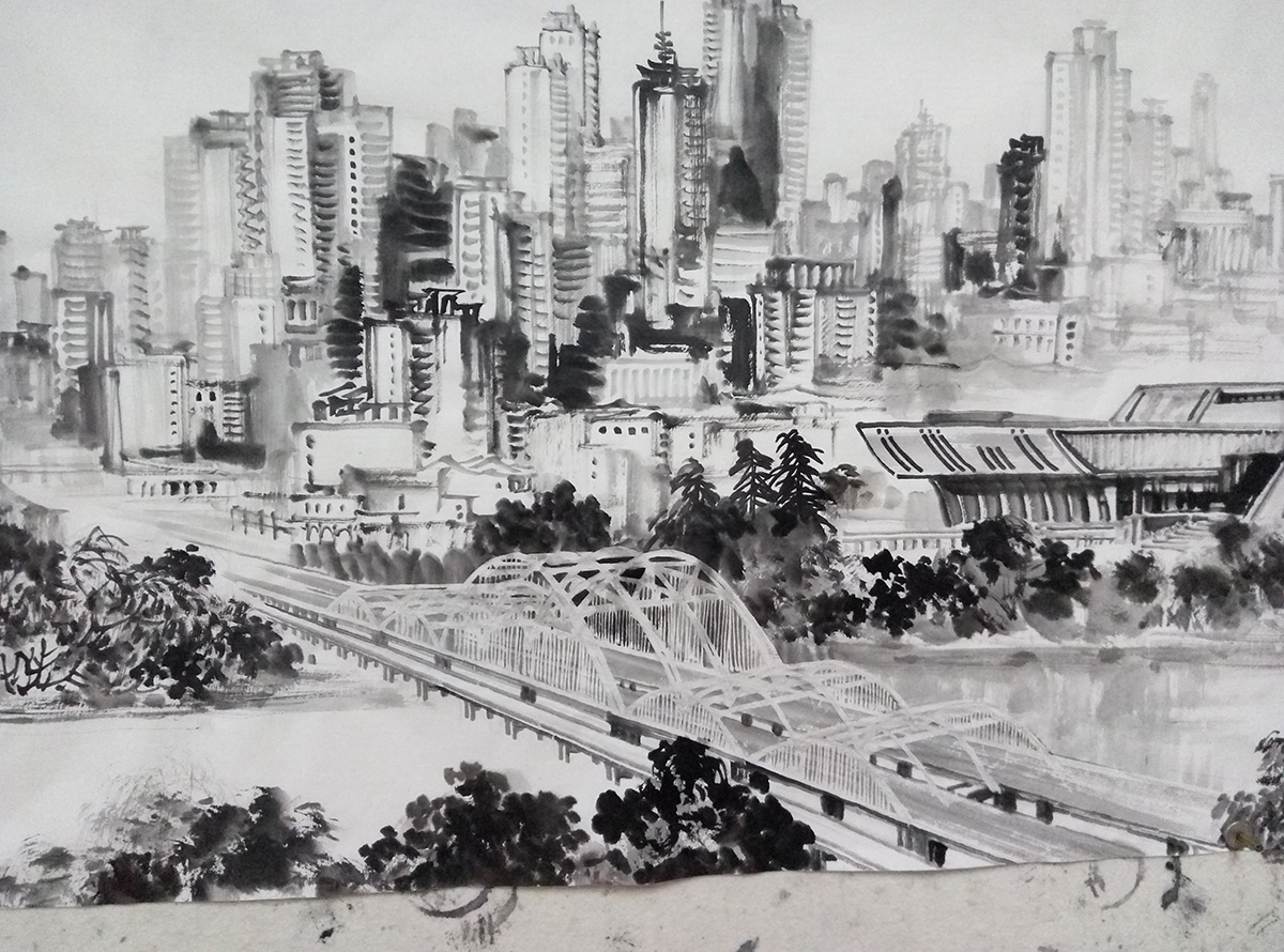 浐灞春晓长卷局部